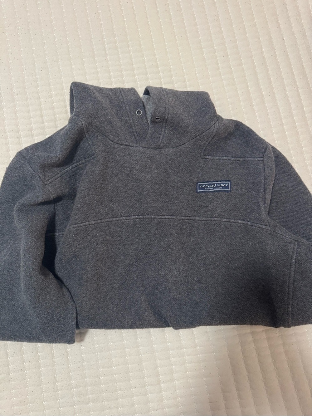 Vineyard Vines Gray Hooded Pullover with Whale Patch